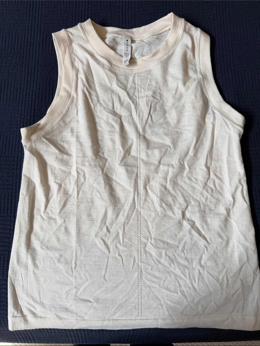 Athleta Cream Ribbed Center-Seam Sleeveless Tank